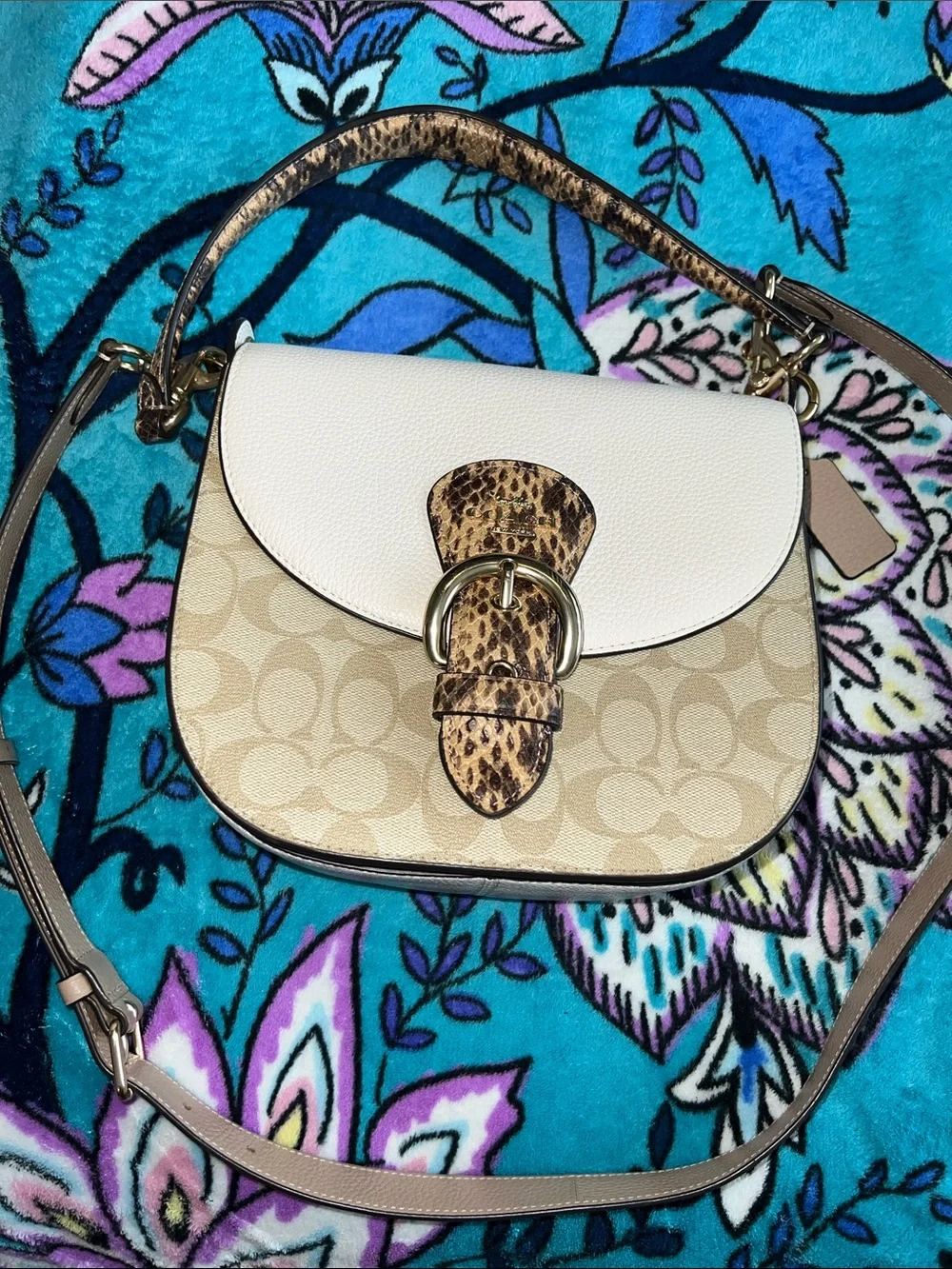 Coach Two-Tone Saddle Crossbody with Buckle